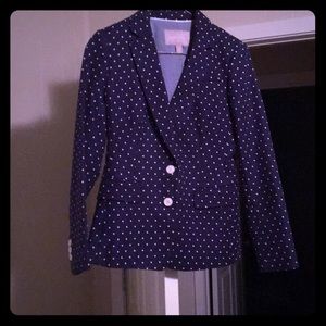 Navy And White Polka Dotted Blazer - image 1